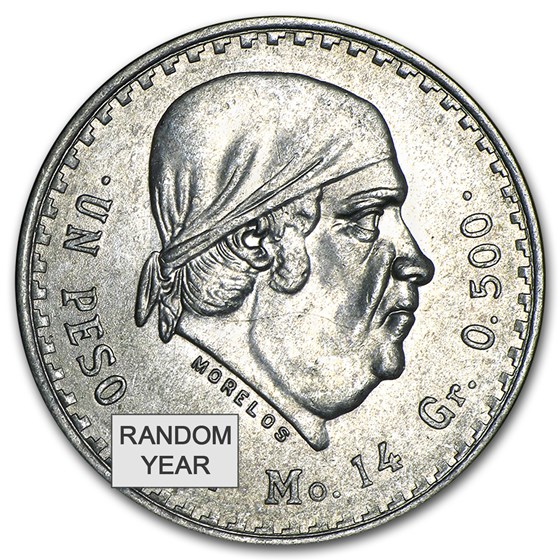Silver Mexican 1 Peso Morelos (1947-1949) Avg Circ Silver Mexican 1 Peso Morelos (1947-1949) Avg Circ